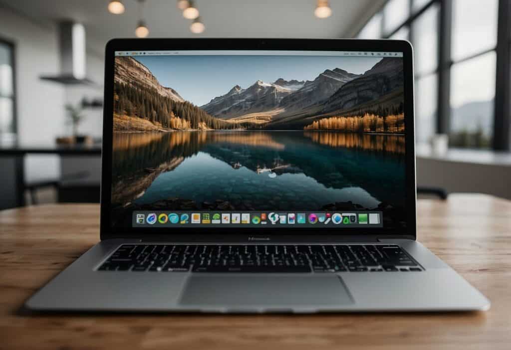 A sleek MacBook Air displaying the latest macOS features with enhanced performance
