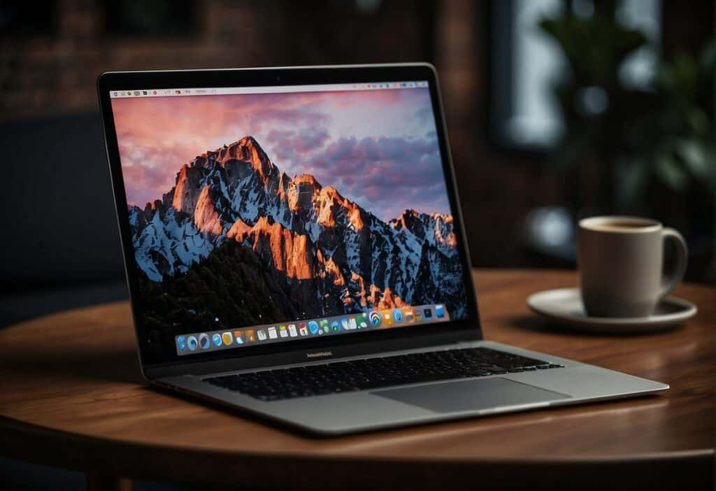 A MacBook Air displaying the latest macOS features with a sleek and modern user interface